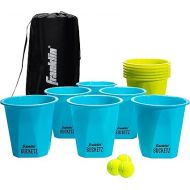 Franklin Sports Bucketz Pong Game - Perfect Tailgate Game and Beach Game - Pong Set Includes 12 Buckets, 3 Balls, and a Carry Case