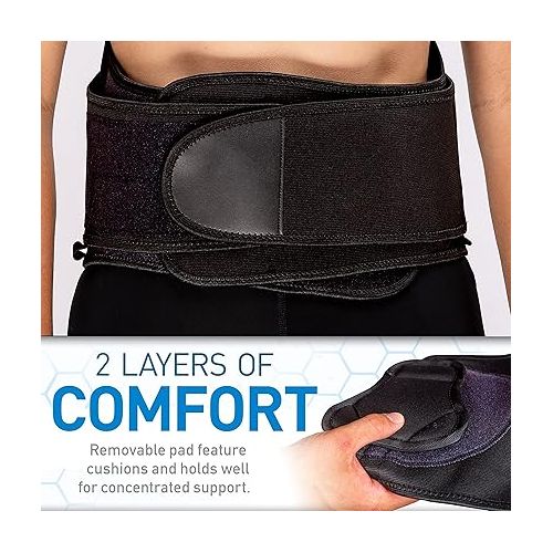  Franklin Sports Lower Back Brace - Adjustable Back Support Stabilizer - Comfortable Lumbar Support, Pain Relief + Compression - One Size