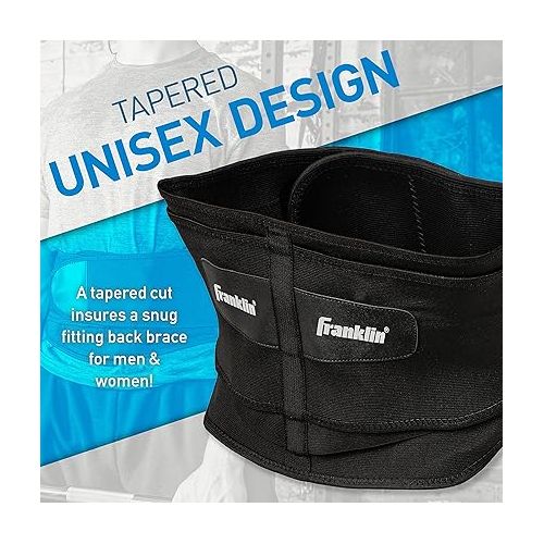  Franklin Sports Lower Back Brace - Adjustable Back Support Stabilizer - Comfortable Lumbar Support, Pain Relief + Compression - One Size