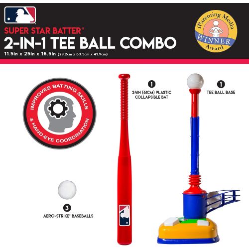  [아마존베스트]Franklin Sports Kids Baseball Tee - Tee Ball & Pop-a-Pitch Combo - MLB - 2-in-1 Super Star Batter Training Aid