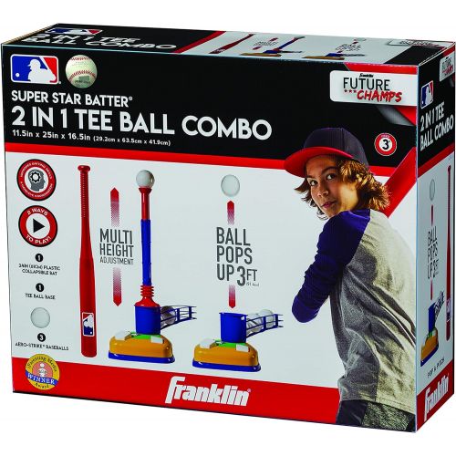  [아마존베스트]Franklin Sports Kids Baseball Tee - Tee Ball & Pop-a-Pitch Combo - MLB - 2-in-1 Super Star Batter Training Aid