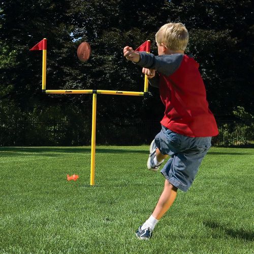  [아마존베스트]Franklin Sports Youth Football Goal-Post Set  Kids’ Football Goal Post with Mini Football  Fun Football Goal for All Ages  Easy Assembly  Adjustable Height  Weighted Base