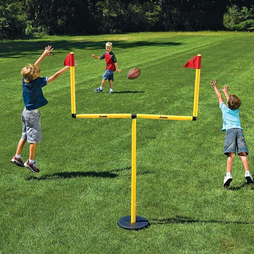  [아마존베스트]Franklin Sports Youth Football Goal-Post Set  Kids’ Football Goal Post with Mini Football  Fun Football Goal for All Ages  Easy Assembly  Adjustable Height  Weighted Base