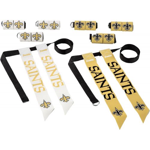  Franklin Sports New Orleans Saints NFL Flag Football Sets - NFL Team Flag Football Belts and Flags - Flag Football Equipment for Kids and Adults