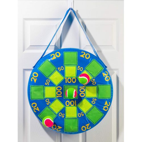  Franklin Sports Kids Dart Board - Inflatable Dart Ball Game with 3 Tennis Balls Self-Stick Darts - 20 X 20, Blue/Green