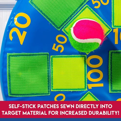  Franklin Sports Kids Dart Board - Inflatable Dart Ball Game with 3 Tennis Balls Self-Stick Darts - 20 X 20, Blue/Green