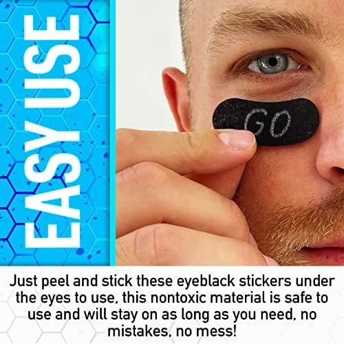  Franklin Sports Eye Black Stickers for Kids - Customizable Lettering Baseball and Football Eye Black Stickers - White Pencil Included