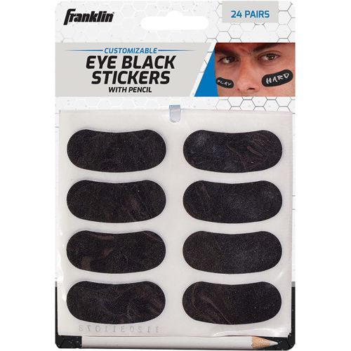  Franklin Sports Eye Black Stickers for Kids - Customizable Lettering Baseball and Football Eye Black Stickers - White Pencil Included