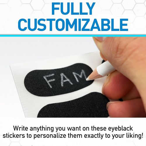  Franklin Sports Eye Black Stickers for Kids - Customizable Lettering Baseball and Football Eye Black Stickers - White Pencil Included