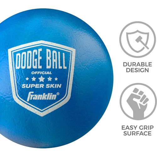  Franklin Sports Dodgeball Ball Set  Superskin-Coated Foam Balls for Playground Games  Small Dodgeballs for Gymnasium Games  Easy-Grip Foam Balls  Won’t Shred or Tear for Hours