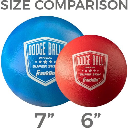  Franklin Sports Dodgeball Ball Set  Superskin-Coated Foam Balls for Playground Games  Small Dodgeballs for Gymnasium Games  Easy-Grip Foam Balls  Won’t Shred or Tear for Hours