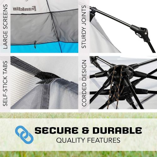  Franklin Sports Sideline Sunblocker Shelter - Easy Set Up - Portable and UPF 50+ Protected Design - Great for Beach and Sports Games