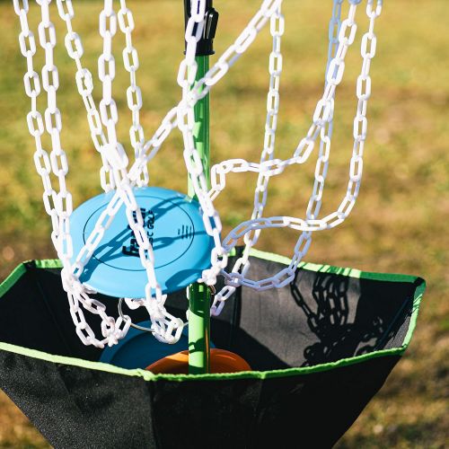  Franklin Sports Disc Golf Set  Disc Golf  Includes Disc Golf Basket, Three Golf Discs and Carrying Bag