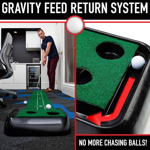  Franklin Sports?Indoor Golf Putting Green ? Portable Authentic?9?Foot?Mat with Auto Ball Return ?Golf Training Aid & Putting Practice Game ? Real Course Feel (92049X)