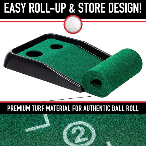  Franklin Sports?Indoor Golf Putting Green ? Portable Authentic?9?Foot?Mat with Auto Ball Return ?Golf Training Aid & Putting Practice Game ? Real Course Feel (92049X)