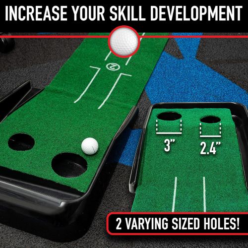  Franklin Sports?Indoor Golf Putting Green ? Portable Authentic?9?Foot?Mat with Auto Ball Return ?Golf Training Aid & Putting Practice Game ? Real Course Feel (92049X)