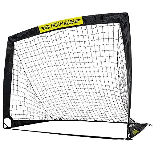  Franklin Sports Blackhawk Backyard Soccer Goal - Portable Kids Soccer Net - Pop Up Folding Indoor + Outdoor Goals - 4 x 3 - Pink