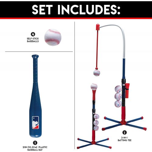  Franklin Sports Grow-with-Me Kids Baseball Batting Tee + Stand Set for Youth + Toddlers - Toy Baseball, Softball + Teeball Hitting Tee Set for Boys + Girls