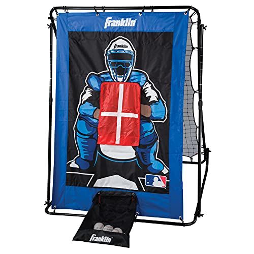  Franklin Sports 2719X Pitch Back Baseball Rebounder and Pitching Target - 2 in 1 Return Trainer and Catcher Target - Great for Practices