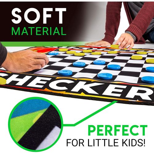  Franklin Sports Checkers and Four in A Row Mat Game - Addictive Family Fun! - Soft Play Mat for Kids of All Ages - Comes with 42 Plastic Pucks
