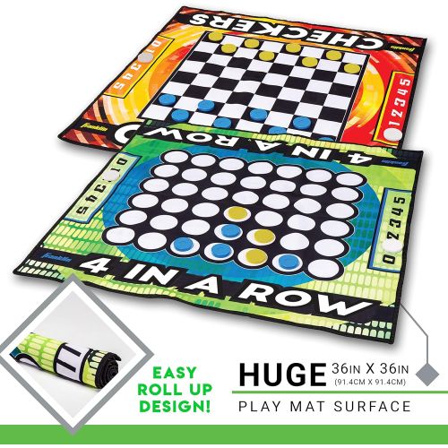  Franklin Sports Checkers and Four in A Row Mat Game - Addictive Family Fun! - Soft Play Mat for Kids of All Ages - Comes with 42 Plastic Pucks