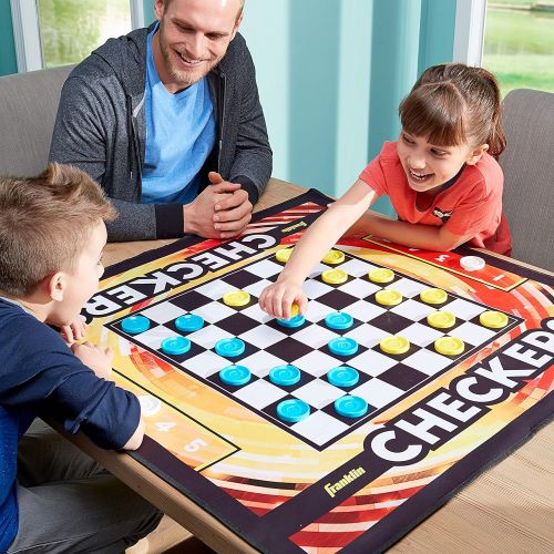  Franklin Sports Checkers and Four in A Row Mat Game - Addictive Family Fun! - Soft Play Mat for Kids of All Ages - Comes with 42 Plastic Pucks