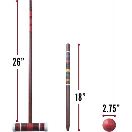  Franklin Sports Croquet Set - Intermediate Croquet Set with Mallets, Balls + Wickets - Family Outdoor + Lawn Game with Stand - Adult + Kids Set - 6 Players