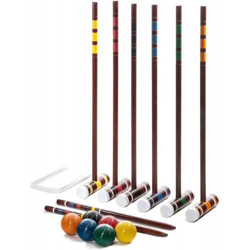  Franklin Sports Croquet Set - Intermediate Croquet Set with Mallets, Balls + Wickets - Family Outdoor + Lawn Game with Stand - Adult + Kids Set - 6 Players