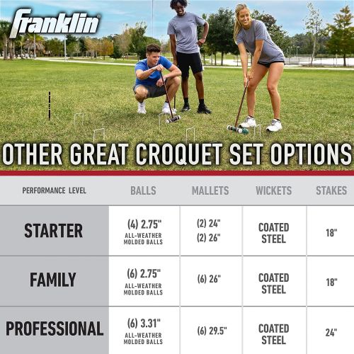  Franklin Sports Croquet Set - Intermediate Croquet Set with Mallets, Balls + Wickets - Family Outdoor + Lawn Game with Stand - Adult + Kids Set - 6 Players