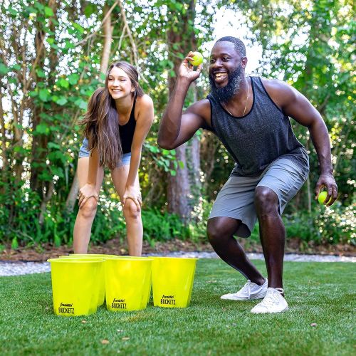  Franklin Sports Bucketz Pong Game ? Perfect Tailgate Game and Beach Game ? Pong Set Includes 12 Buckets, 3 Balls, and a Carry Case