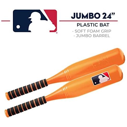  Franklin Sports MLB Jumbo Kids Plastic Baseball Bat - Backyard Baseball Bat with Large Barrel for Kids + Toddlers - Kids Fat Plastic Bat - Red