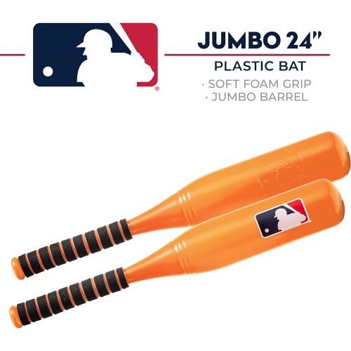  Franklin Sports MLB Jumbo Kids Plastic Baseball Bat - Backyard Baseball Bat with Large Barrel for Kids + Toddlers - Kids Fat Plastic Bat - Red