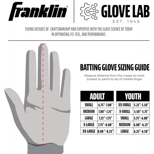  Franklin Sports MLB Digitek Batting Gloves ? Batting Glove ? Tri-Curve Technology Fit ? Custom-Sized Batting Gloves ? Genuine Leather Heel Pad ? Etched Microfiber Palm