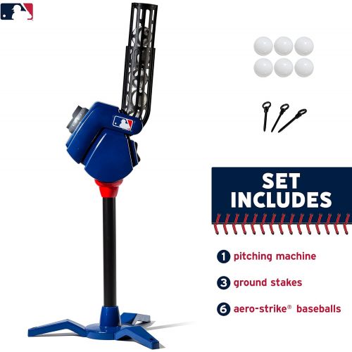  Franklin Sports Baseball Pitching Machine - Adjustable Baseball Hitting & Fielding Practice Machine For Kids - with 6 Baseballs - Great For Practice,Blue