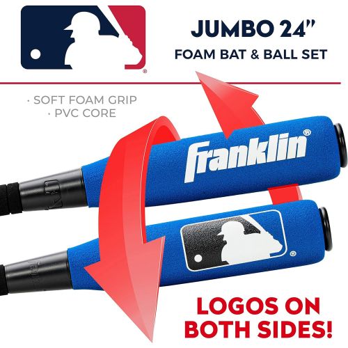  Franklin Sports MLB Kids Foam Baseball Bat + Ball Set - Soft Jumbo Foam Bat + Foam Baseball for Kids + Toddlers - Youth Bat Set - 24” Assorted Colors
