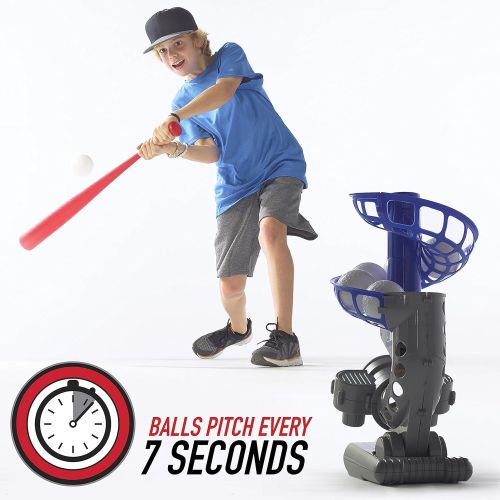  Franklin Sports MLB Electronic Baseball Pitching Machine ? Height Adjustable ? Ball Pitches Every 7 Seconds ? Includes 6 Plastic Baseballs