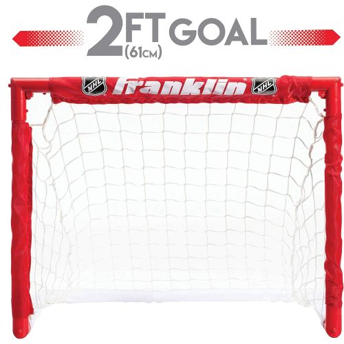  Franklin Sports Kids Folding Hockey 2 Goal Set - NHL - Street Hockey & Knee Hockey - Includes 2 Adjustable Hockey Sticks, 2 Knee Hockey Sticks, 2 Hockey Balls - 24 x 19 x 19 Inch G