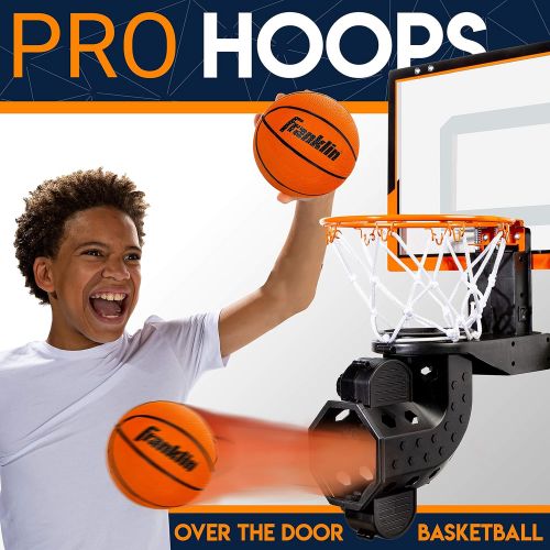  [아마존베스트]Franklin Sports Mini Basketball Hoop with Rebounder and Ball - Over The Door Basketball Hoop With Automatic Ball Rebounder - Indoor Basketball Game For Kids