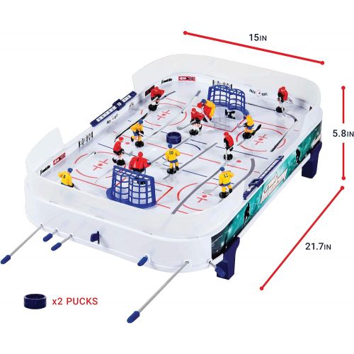  Franklin Sports Table Top Rod Hockey Game Set - Perfect Hockey Toy + Gameroom Game for Kids + Family - Mini Tabletop Rod Hockey Board + Pucks Included