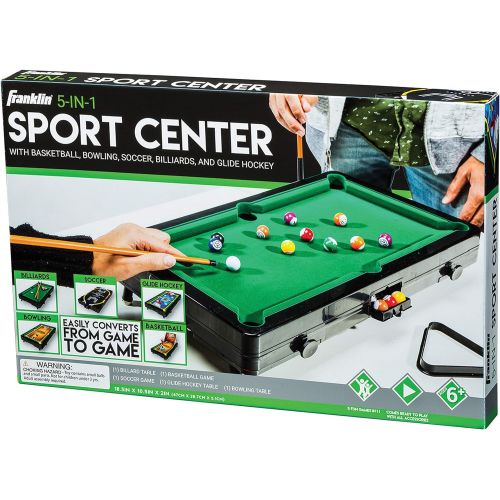  Franklin Sports Table Top Sports Game Set - 5-in-1 Sports Center Indoor Sports Games - Tabletop Soccer, Basketball, Hockey, Bowling + Pool