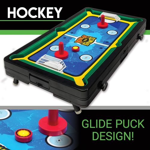  Franklin Sports Table Top Sports Game Set - 5-in-1 Sports Center Indoor Sports Games - Tabletop Soccer, Basketball, Hockey, Bowling + Pool