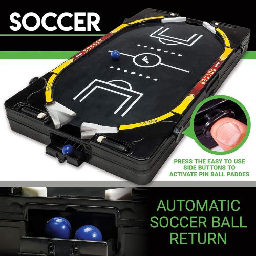  Franklin Sports Table Top Sports Game Set - 5-in-1 Sports Center Indoor Sports Games - Tabletop Soccer, Basketball, Hockey, Bowling + Pool