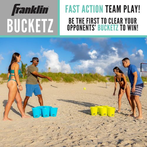  Franklin Sports Bucketz Pong Game ? Perfect Tailgate Game and Beach Game ? Pong Set Includes 12 Buckets, 3 Balls, and a Carry Case