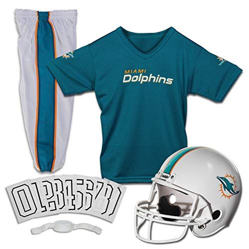  할로윈 용품Franklin Sports Miami Dolphins Kids Football Uniform Set - NFL Youth Football Costume for Boys & Girls - Set Includes Helmet, Jersey & Pants - Small