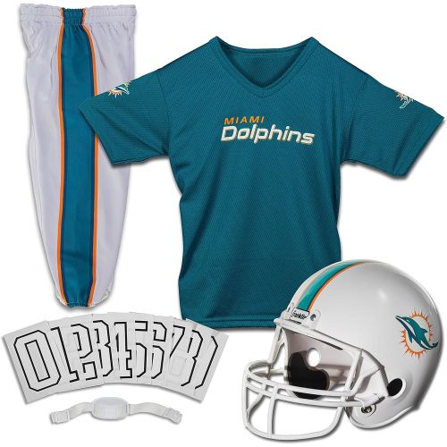  할로윈 용품Franklin Sports Miami Dolphins Kids Football Uniform Set - NFL Youth Football Costume for Boys & Girls - Set Includes Helmet, Jersey & Pants - Small