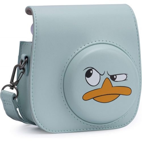  Frankmate Protective Case for Fujifilm Instax Mini 11 Instant Camera - Premium Vegan Leather Bag Cover with Removable Adjustable Strap (Cute Duck)