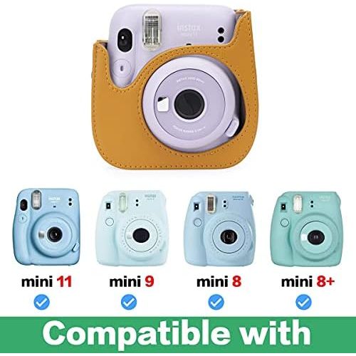  Frankmate PU Leather Instax Camera Compact Case for Fujifilm Instax Mini 11/9/8/8+ Instant Film Camera (Tan Puppy)