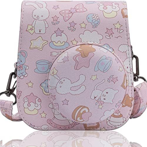  Frankmate PU Leather Camera Case Compatible with Fujifilm Instax Mini 11 Instant Camera with Adjustable Strap and Pocket (Bunny)