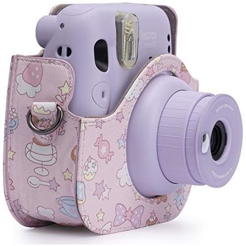  Frankmate PU Leather Camera Case Compatible with Fujifilm Instax Mini 11 Instant Camera with Adjustable Strap and Pocket (Bunny)