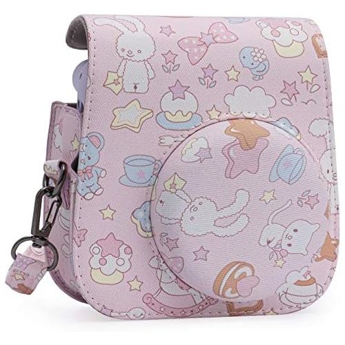  Frankmate PU Leather Camera Case Compatible with Fujifilm Instax Mini 11 Instant Camera with Adjustable Strap and Pocket (Bunny)